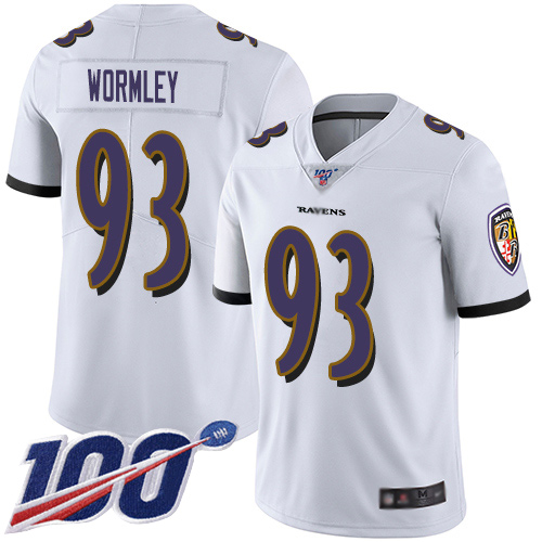 Baltimore Ravens Limited White Men Chris Wormley Road Jersey NFL Football #93 100th Season Vapor Untouchable->women nfl jersey->Women Jersey